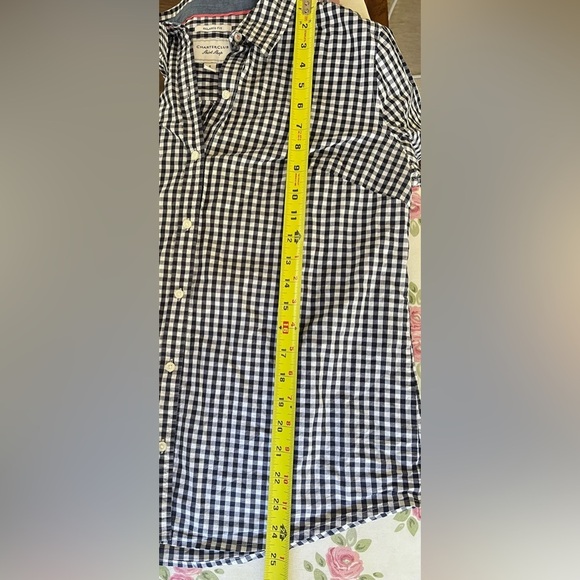 Charter Club Size 8 Navy Blue & White Gingham Checkered Cotton Button Down - Picture 6 of 9